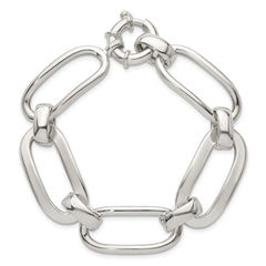 Sterling Silver Polished Long Oval and Round Link 7.5 inch Bracelet QG6815-7.5