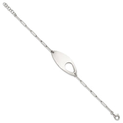Sterling Silver Fancy Geometric Center with Paperclip Link 7 inch with 0.5 inch Extension Bracelet QG6816-7