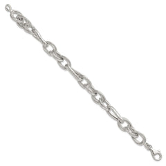 Sterling Silver Polished and Textured Triple Link and Twisted Link 8 inch Bracelet QG6818-8