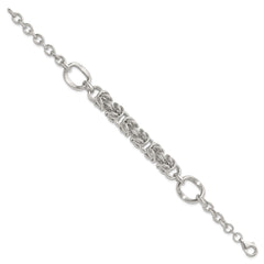 Sterling Silver Polished Fancy Byzantine Center 7.75 inch Bracelet QG6819-7.75