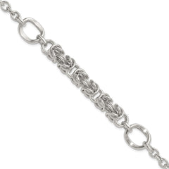 Sterling Silver Polished Fancy Byzantine Center 7.75 inch Bracelet QG6819-7.75