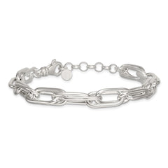 Sterling Silver Polished Oval Double Link 7.5 inch with 1 inch Extender Bracelet QG6821-7.5