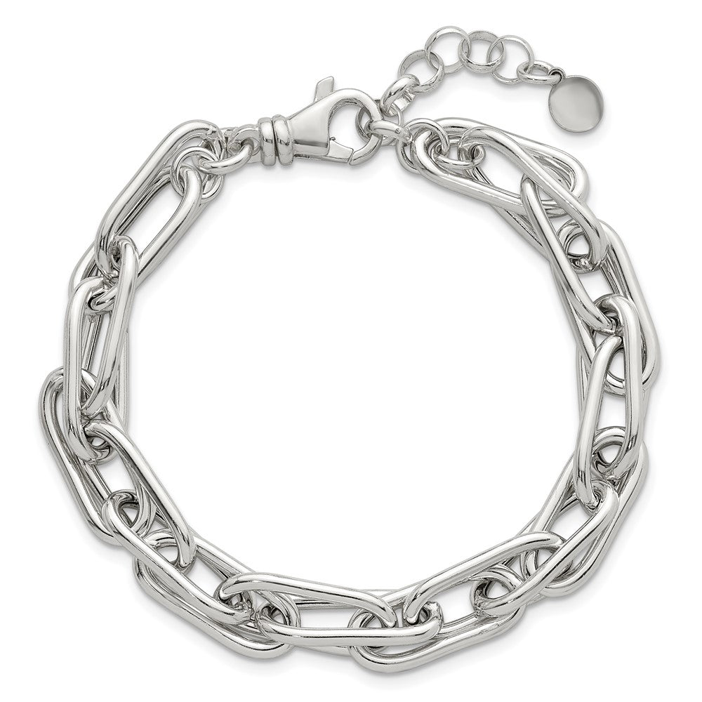 Sterling Silver Polished Oval Double Link 7.5 inch with 1 inch Extender Bracelet QG6821-7.5