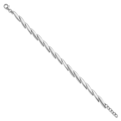 Sterling Silver Rhodium-plated Brushed Fancy 7 inch with 0.5 inch Extension Bracelet QG6823-7