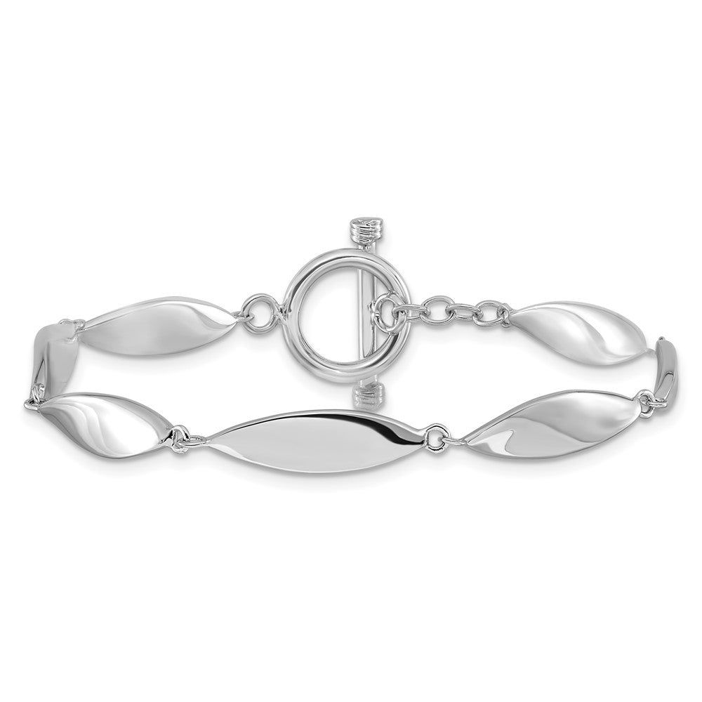 Sterling Silver Rhodium-plated Polished Twisted Ovals 7.5 inch Toggle Bracelet QG6824-7.5