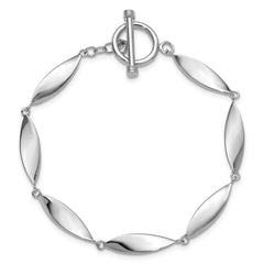 Sterling Silver Rhodium-plated Polished Twisted Ovals 7.5 inch Toggle Bracelet QG6824-7.5