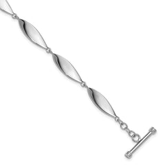 Sterling Silver Rhodium-plated Polished Twisted Ovals 7.5 inch Toggle Bracelet QG6824-7.5