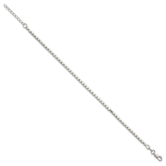 Sterling Silver Polished and Square Beaded 7 Inch with 1 Inch Extension Bracelet QG6826-7