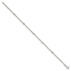Sterling Silver Polished and Textured Beaded 7.5 inch 5-Station Bracelet QG6828-7.5