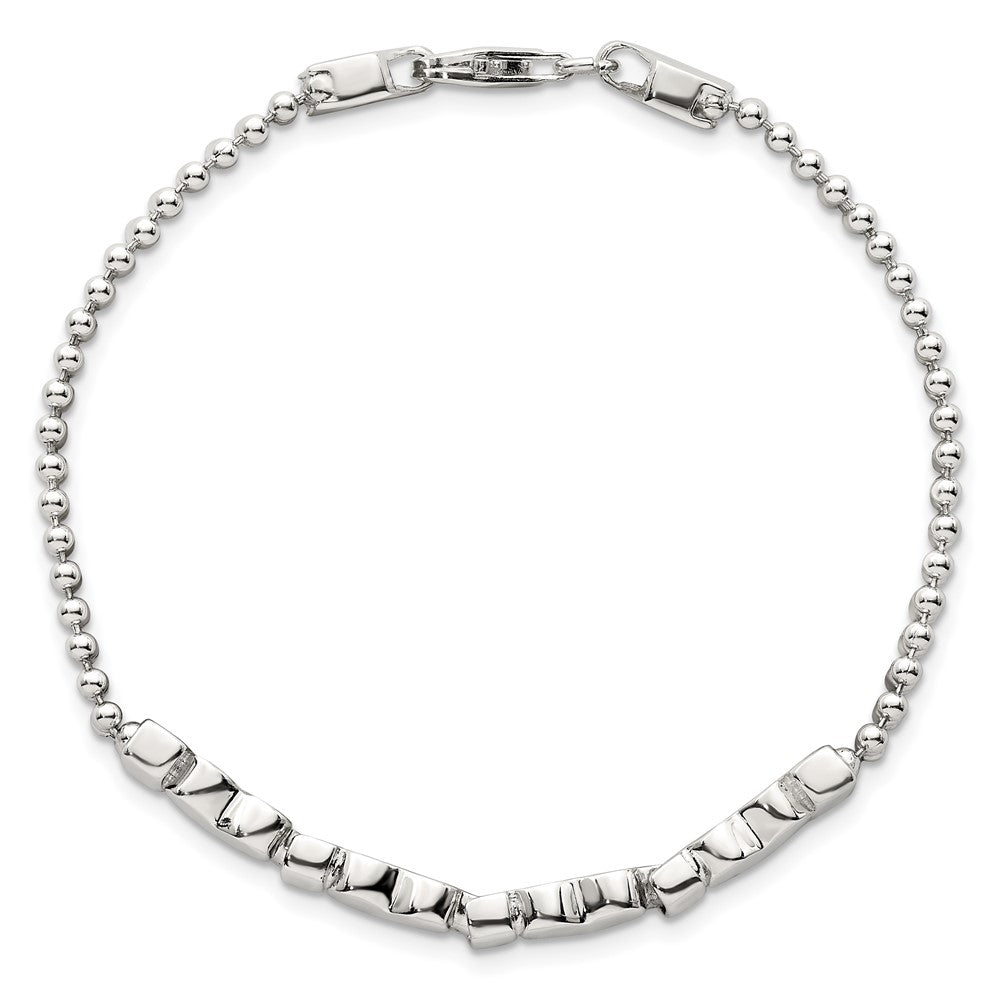 Sterling Silver Polished and Beaded 4-Hearts 7.25 Inch Bracelet QG6831-7.25