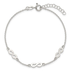 Sterling Silver Polished Infinity 7 inch with 1 inch Extension Bracelet QG6836-7