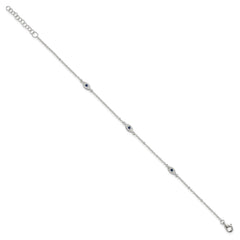 Sterling Silver Polished Blue and White CZ Evil Eye 7 Inch with 1 Inch Extension Bracelet QG6842-7