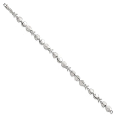 Sterling Silver Polished Textured Starfish, Sand Dollar, and Sea Shell 7.25 inch Bracelet QG6846-7.25