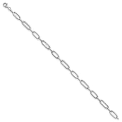 Sterling Silver Rhodium-plated Polished CZ 4.7mm Paperclip Link 7 Inch Bracelet QG6849-7