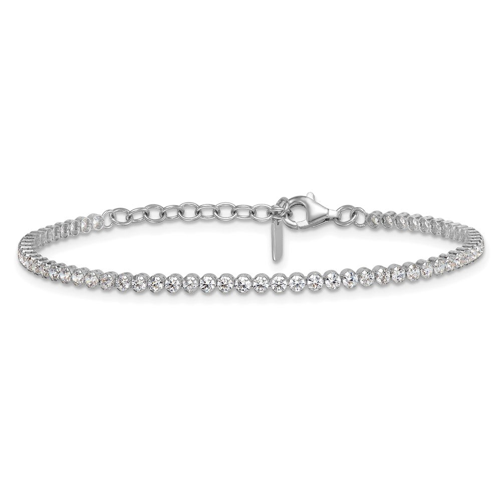 Sterling Silver Rhodium-plated Polished 2.5mm CZ 6.25 inch with 1.25 inch Extender Tennis Bracelet QG6854-6.25