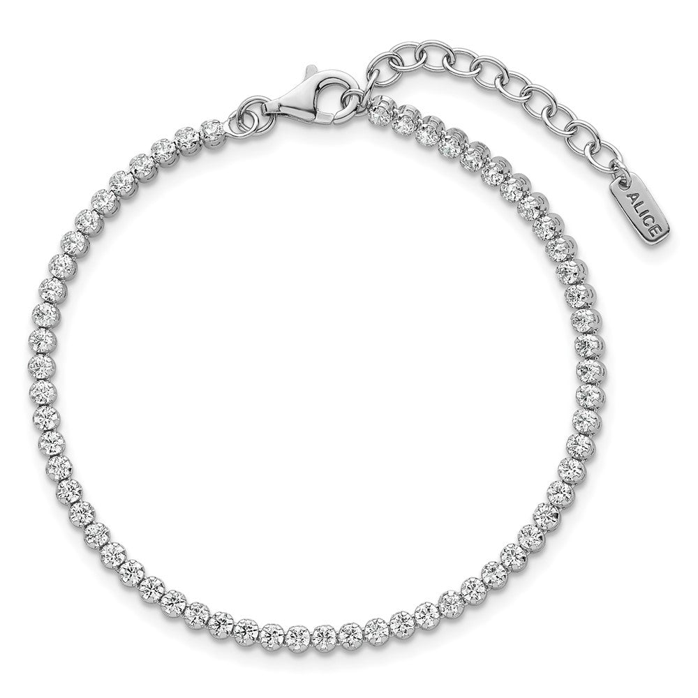 Sterling Silver Rhodium-plated Polished 2.5mm CZ 6.25 inch with 1.25 inch Extender Tennis Bracelet QG6854-6.25