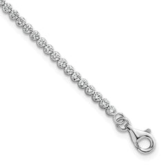 Sterling Silver Rhodium-plated Polished 2.5mm CZ 6.25 inch with 1.25 inch Extender Tennis Bracelet QG6854-6.25