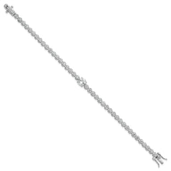 Sterling Silver Rhodium-plated Polished Fancy Round CZ 7.25 Inch Bracelet QG6855-7.25