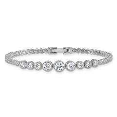 Sterling Silver Rhodium-plated Polished Graduated bezel-set CZ 8 inch Tennis Bracelet QG6858-7