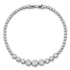 Sterling Silver Rhodium-plated Polished Graduated bezel-set CZ 8 inch Tennis Bracelet QG6858-7