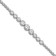 Sterling Silver Rhodium-plated Polished Graduated bezel-set CZ 8 inch Tennis Bracelet QG6858-7