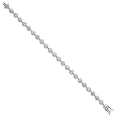 Sterling Silver Rhodium-plated Polished Round CZ in Hexagon Setting 8 Inch Bracelet QG6860-8