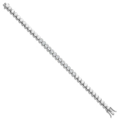 Sterling Silver Rhodium-plated Polished Oval Bezel CZ 7.25 Inch Bracelet QG6861-7.25