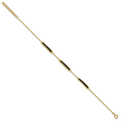 Sterling Silver Gold-plated Polished Black Enameled Bars 7 inch with 0.5 inch extension Bracelet QG6862-7