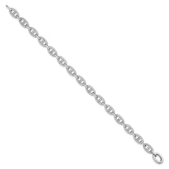 Sterling Silver Rhodium-plated Polished CZ Anchor/Mariner Link 7.25 inch Bracelet QG6865-7.25