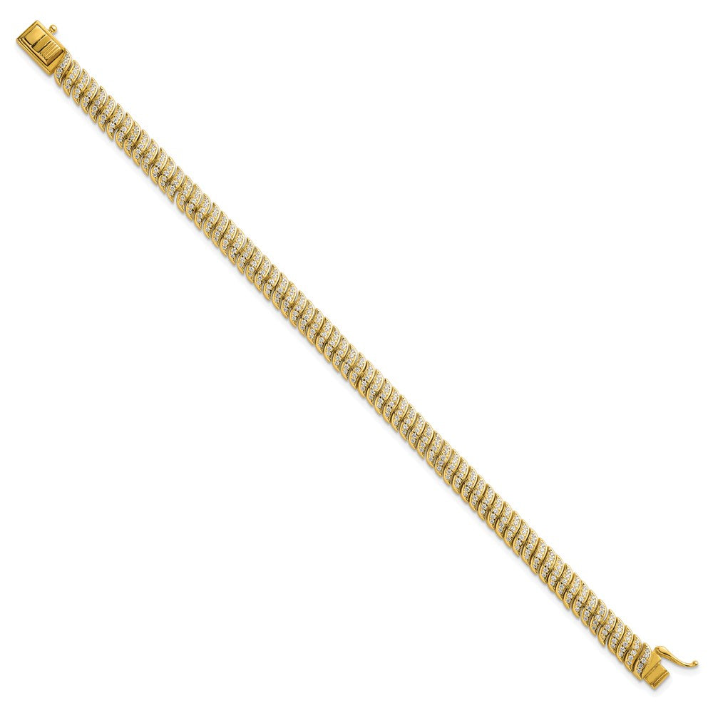 Sterling Silver Gold-Tone Polished Fancy CZ S-Link 7 Inch Bracelet QG6869GP-7