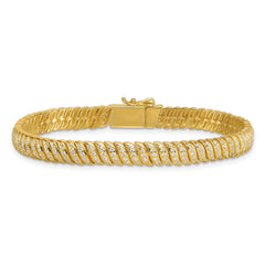 Sterling Silver Gold-Tone Polished Fancy CZ S-Link 7 Inch Bracelet QG6869GP-7