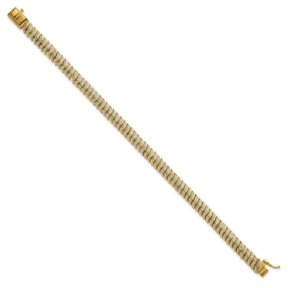Sterling Silver Gold-Tone Polished Fancy CZ S-Link 7 Inch Bracelet QG6869GP-7