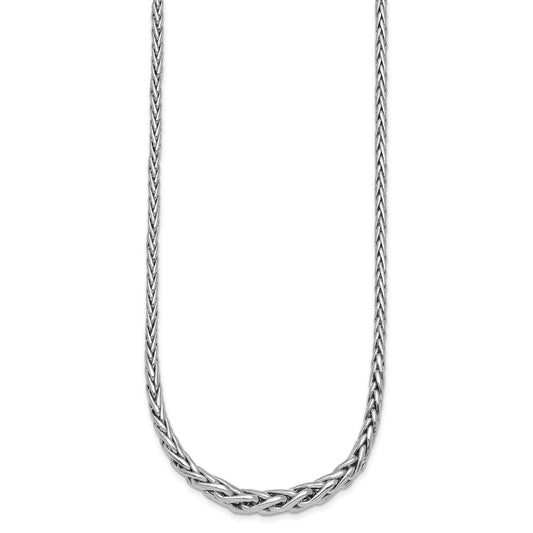 Sterling Silver Rhodium-plated Fancy Graduated Braided Link 16 inch with 2 inch Extender Necklace QG6914-16