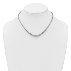 Sterling Silver Rhodium-plated Fancy Graduated Braided Link 16 inch with 2 inch Extender Necklace QG6914-16