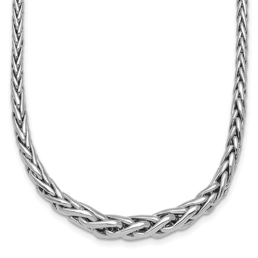 Sterling Silver Rhodium-plated Fancy Graduated Braided Link 16 inch with 2 inch Extender Necklace QG6914-16