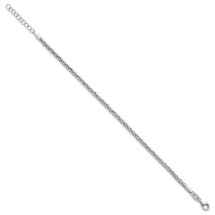 Sterling Silver Rhodium-plated Fancy Braided Link 7 inch with 1 inch Extender Bracelet QG6914-7