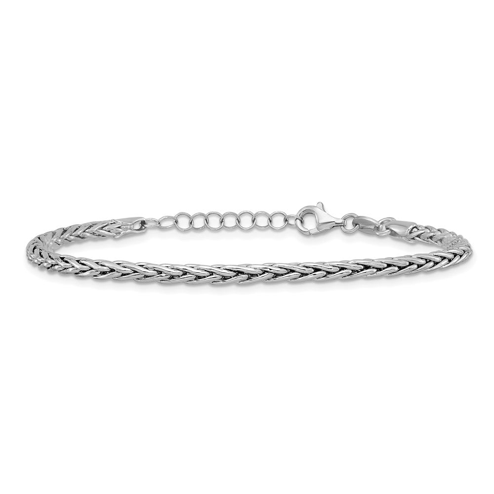 Sterling Silver Rhodium-plated Fancy Braided Link 7 inch with 1 inch Extender Bracelet QG6914-7