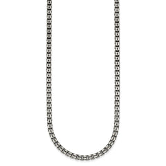 Sterling Silver Antiqued Brushed 4.00mm Fancy Box Link 19.75 inch Necklace QG6915-19.75