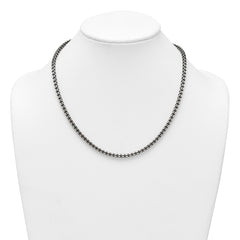 Sterling Silver Antiqued Brushed 4.00mm Fancy Box Link 19.75 inch Necklace QG6915-19.75
