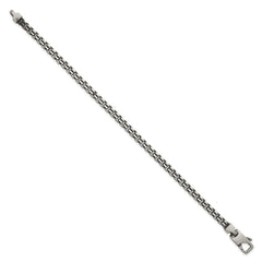 Sterling Silver Antiqued Brushed 4.00mm Fancy Box Link 7.75 inch Bracelet QG6915-7.75