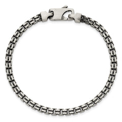 Sterling Silver Antiqued Brushed 4.00mm Fancy Box Link 7.75 inch Bracelet QG6915-7.75