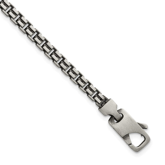 Sterling Silver Antiqued Brushed 4.00mm Fancy Box Link 7.75 inch Bracelet QG6915-7.75
