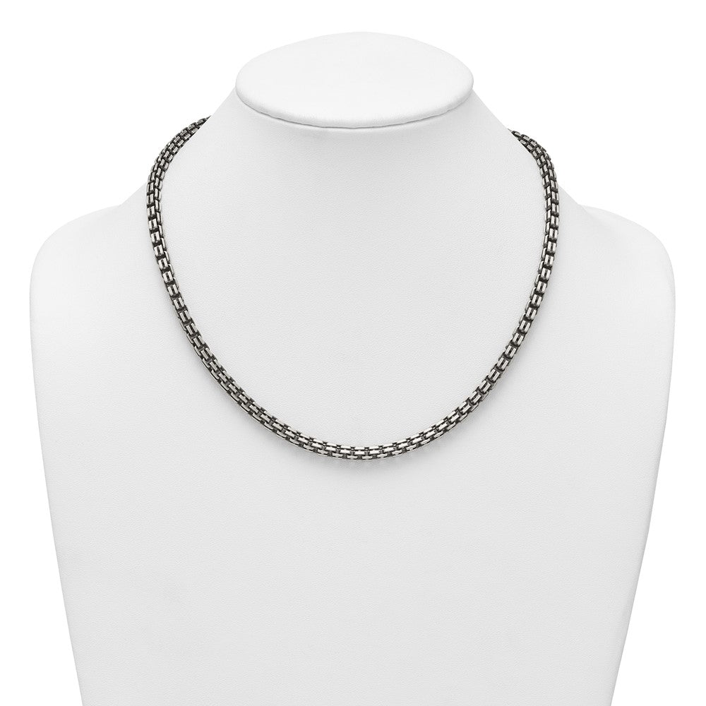Sterling Silver Antiqued Brushed 5.00mm Fancy Box Link 19.75 inch Necklace QG6916-19.75