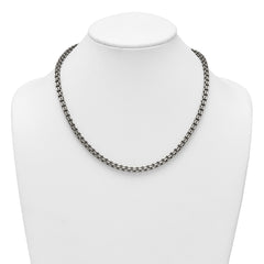 Sterling Silver Antiqued Brushed 5.00mm Fancy Box Link 19.75 inch Necklace QG6916-19.75