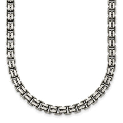 Sterling Silver Antiqued Brushed 5.00mm Fancy Box Link 19.75 inch Necklace QG6916-19.75