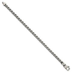 Sterling Silver Antiqued Brushed 5.00mm Fancy Box Link 7.75 inch Bracelet QG6916-7.75
