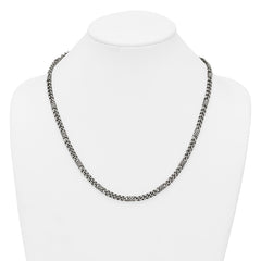 Sterling Silver Black Ruthenium-plated Brushed Fancy Curb Chain Mens 22 inch Necklace QG6917-22