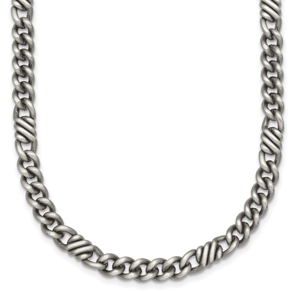 Sterling Silver Black Ruthenium-plated Brushed Fancy Curb Chain Mens 22 inch Necklace QG6917-22