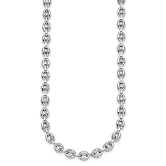 Sterling Silver Rhodium-plated Polished 7mm Puffed Mariner Link 18 inch Necklace QG6919-18