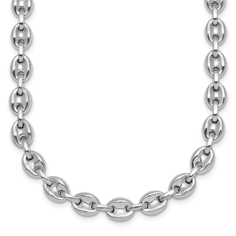Sterling Silver Rhodium-plated Polished 7mm Puffed Mariner Link 18 inch Necklace QG6919-18